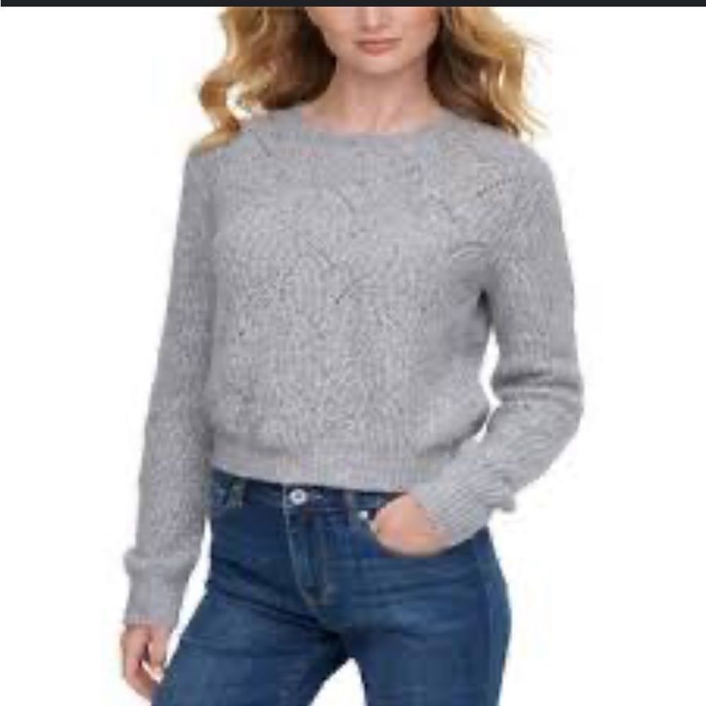 DKNY Jeans Gray Solid Knit Sweater